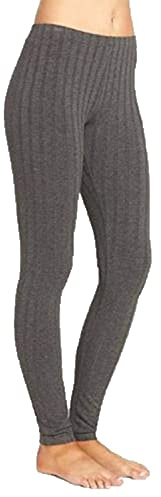 FASHION 7STAR Legging long en tricot épais côtelé pour femme, charbon, 48-50