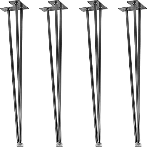 STILISTA 4er Set Hairpin Legs Möbelfüße mit 3 Stangen Farb- und Größenwahl, 60 cm, Silber