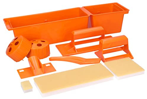 ToolSpace Malerset Streichsets für Wandfarbe Schwer zugängliche Stellen 9 Teilig Streichkissen Set Saugfähigen Schwämmen Farbwanne mit Walze Acrylfarben Ölfarben Wasserbasierte Farben Lackierwanne