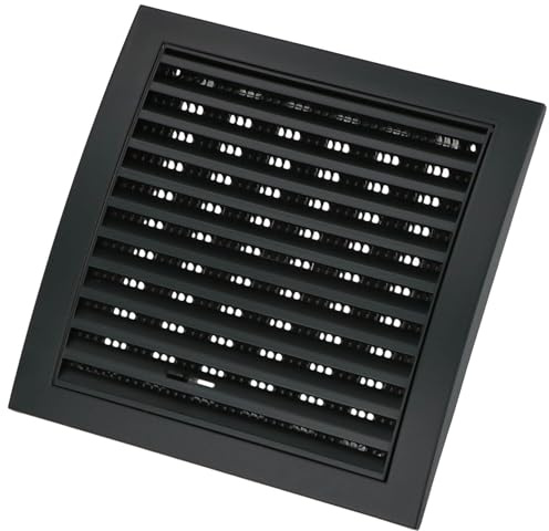 KOTARBAU® Lüftungsgitter 190 x 190 mm Verschließbar Abluftgitter Kunststoff mit Insektenschutz Abschlussgitter Rechteckig Schwarz Lamellengitter Abluft Zuluft Gitter Ventilator
