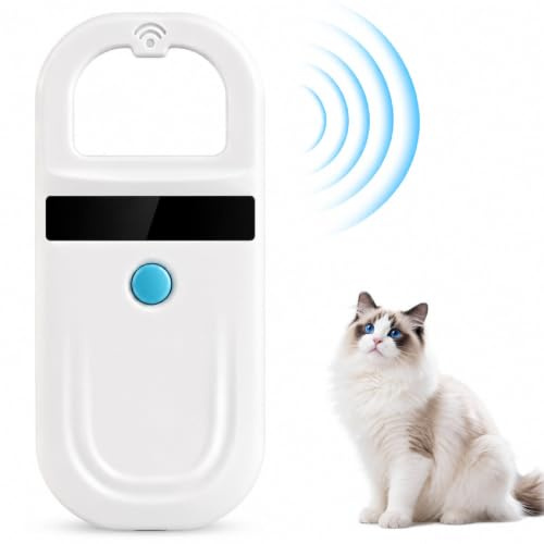 Handheld Haustier Mikrochip Scanner 134,2kHz, wiederaufladbarer RFID Chiplesegerät für ISO11784/11785 FDX-B & EMID, USB Datenübertragung Tier ID Lesegerät für Hund Katze Nutztier Zucht