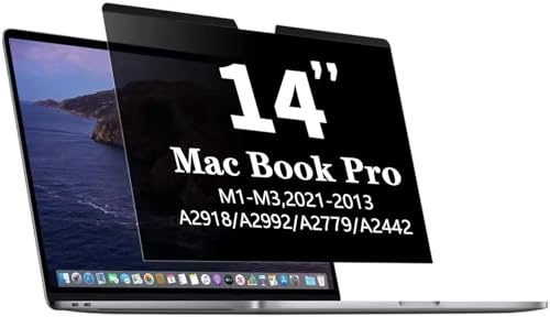 Pozlle Écran de confidentialité magnétique pour Ordinateur Portable MacBook Pro 14 (2021-2023, M1, M2, Pro, Max) - Film de Protection de confidentialité Amovible Anti-lumière Bleue