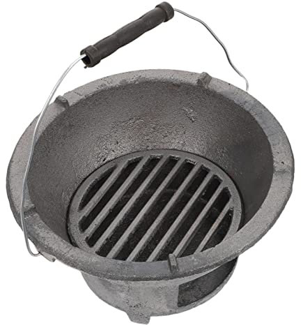 Toddmomy Camping Grill Aus Gusseisen Robuster Holzkohleofen Für Bbq Grillen Und Kochen Im Freien Langlebig Und Praktisch Zufällige Griff-farbe