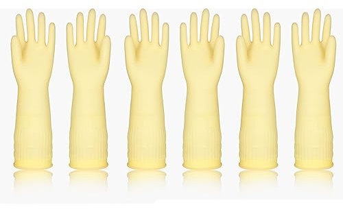 BAMFY Reutilizable Guantes Limpieza Largo Antideslizante Guantes De Goma for Manchas Difíciles Y Cocina Limpieza Guantes Fregar (Color : Amarillo, Size : L)