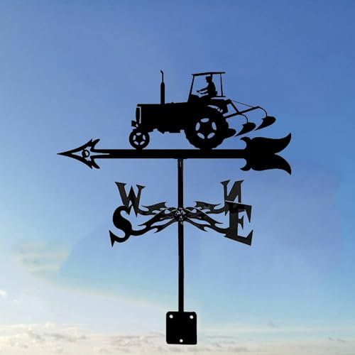 YUZDNM Wetterhahn - Wetterhahn Fürs Dach - Wetterfahne, Bauernhof-Traktor-Ornament-Wetterfahne, Edelstahl-Wetterhahn, Windrichtungsanzeiger, Messwerkzeuge Für Gartenwetterfahnen