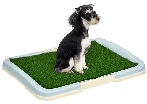 PawHut Toilettes d'intérieur pour Chien avec Gazon Artificiel, Panneau grillagé, Plateau, 63 x 48,5 cm