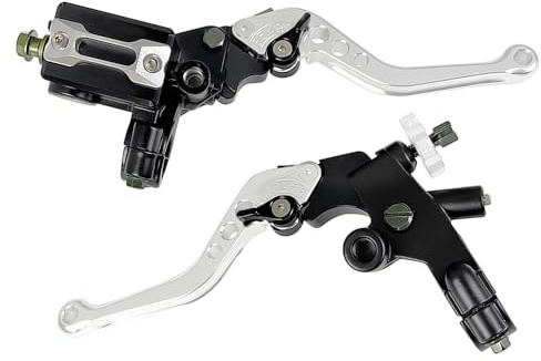 Levier d'embrayage Universel 7/8 22mm Maître-Cylindre Pompe de Frein Réglable Compatible avec Yama-ha Polaris Suzuki Kawa-saki Honda Moto (Argent)