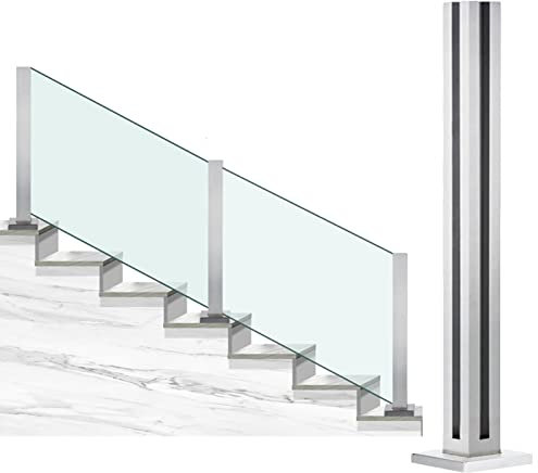 Innenplattform-Glasgeländerpfosten, Hochleistungs-Edelstahl-Glaszaun-Balustradenklemme für Stufen, Villen, Balkone, Treppen (Farbe: Farbe Grau, Größe: 105 cm/41,3 Zoll)