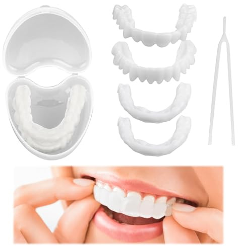 Wttfc Faccette Denti Finti, 2 Pair Dentiera Provvisoria, Faccette Dentali Estetiche, Dentiera Finta Naturale, Istantanee Sorriso Dentiera Cosmetici Superiore e Inferiore -Universale