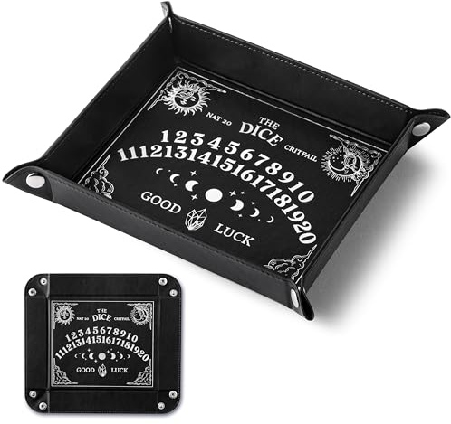 Haooryx Ouija Dice Tray Novelty Portable Folding Dice Holder Desk Organizer