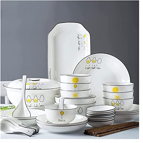 Juego de vajilla Juego de servicio de vajilla para fiesta de cena Juego de vajilla de cerámica de 36 piezas Vajilla de porcelana de hueso Platos Platos Juego de servicio de cena combinado de cerámica