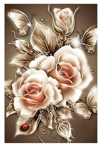 GEXINKEJI 5d Diamant Painting Diamond Painting Erwachsene Rose Diamond Painting Diamond Painting set Diamant Bilder Geeignet für Home Wand Decor DIY Diamond Blumen