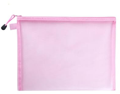 Mesh Zip File Pouch Netz-Aktentasche, A4, A5, A6, transparent, mit Reißverschluss, Testpapier, Informationstasche, Büro, Student, Stifttasche, Fachtasche, Puzzle-Aufbewahrungstasche(PINK,A4(33.5X24cm)