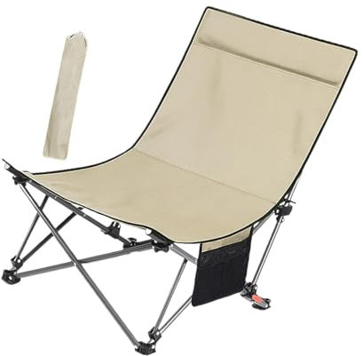 Fenteer Klappstuhl Campingstuhl Verstellbar Leichtgewicht mit Tragetasche Strandstuhl Loungesessel für Park Rasen Büro Reisen Picknick, Khaki