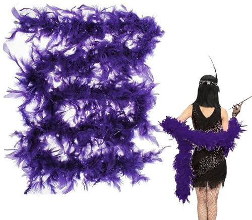 Weiße Federboa, Flauschige Marabu Federboa, 2 Meter Lange Federboa Für Frauen Zum Basteln, Flauschige Federboa, DIYs Kostümzubehör Für Mädchen, Weihnachten, Karneval, Tanzen, Hochzeitsfeier