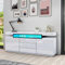 Komtopod White Sideboard 160cm for Living Room Kitchen Cupboard Storage Cabinet High Gloss with 2 Doors 3 Drawers and LED Lighting TV Stand Unit Furniture Home Units