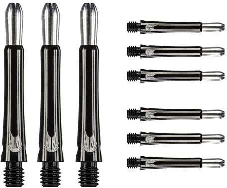Target Darts Grip Style Aluminium Shaft - Pack of 9 | Schwarz, Kurz (34.8mm) | Professionelles Dartzubehör, 2BA Shaft Multipack mit Ringen, Dart Shaft Multipack, Dartstiele