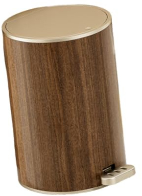 LOVIVER Poubelle ronde de bois avec pédale pour salon, bureau, maison, 12l