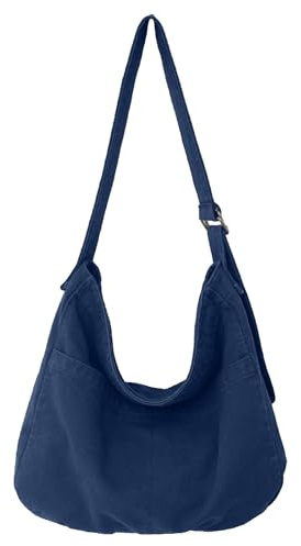 X SIM FITNESSX Unisex Umhängetasche Canvas Tasche Oxford Schultertasche Damen Shopper Tasche Fashion Stofftasche für Alltag/Büro/Schule/Reisen (Blau)