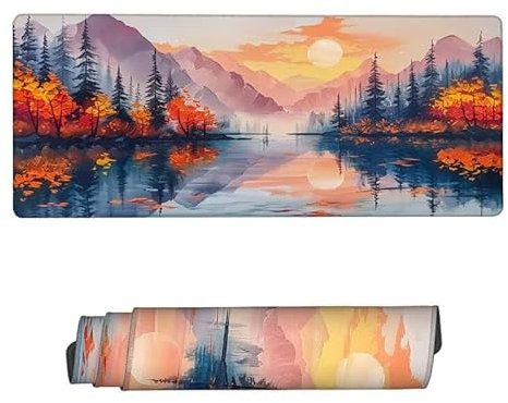 Gaming Mauspad XXL 900x300x3mm,Mauspad See Mousepad,Schreibtischunterlage Ahornblatt Mousepad Wasserdicht,rutschfeste Gummibasis,Verbessert Präzision und Geschwindigkeit,Gaming-Mauspads für PC,RS-752