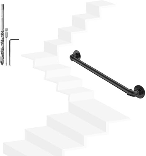 YedZen Handlauf Treppengeländer, 150cm Rutschfester Wandhandlauf für Treppen Innen und Außen, Schwarz Haltegriff Treppe, 1,5m Geländer Wandhandlauf für Treppen, Balkon, Brüstung