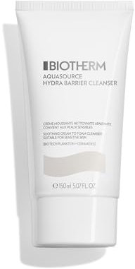 Biotherm, Aquasource Hydra Barrier Cleanser, Nettoyant Crème Mousse, Hydrate, Apaise & Renforce la Barrière Cutanée, Enrichi en Biotech Plankton et Biocéramides, Convient aux Peaux Sensibles, 150 ml