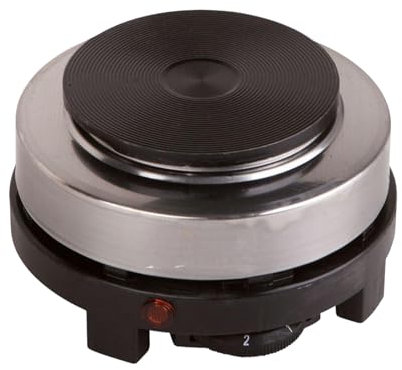 LoviStore Fornello Elettrico da Campeggio, Piastra Singola in Ghisa Diametro 10 cm, Corpo in Acciaio Inox, Piano Cottura Portatile 500W, Bruciatore Camping Tenda