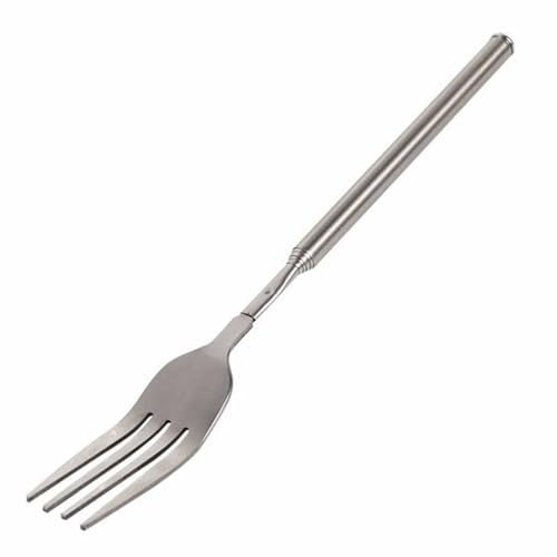 Tenedor telescópico extensible – Tenedor retráctil de acero inoxidable de 63 cm para barbacoa, tostadas, frutas y postres, longitud ajustable (8.7 ~ 24.8 pulgadas) para un uso versátil