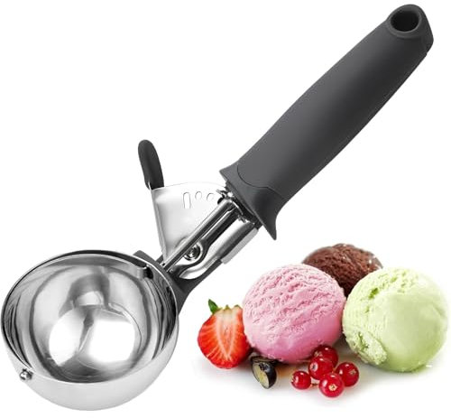 Gourmet Eisportionierer 21.5 Cm, Edelstahl Poliert Portionierer für Eiskugeln, Eisportionierer Edelstahl Mit Auslöser, für Eiscreme Melone Fleischbällchen Kuchen Teig Plätzchen Keksteig Reis