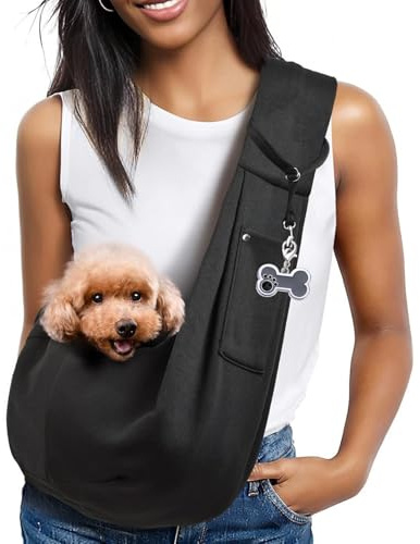 TYXHXTF Bandolera para Perro, Bolso de Hombro, Bolsa de Viaje para Mascotas, Hombro para Perros Gatos, Bolsa de Transporte para Perro, para Pequeño y Medianos, Perro Pequeño（Negro）