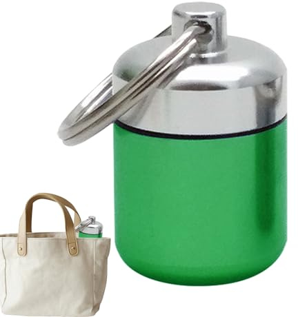 Pocket Pill Bocoon Tablets Holds a Keychain Design and a Pill with Metal in the Outdoor Pills with Key Ring Space-Saving Storage Container for Jewellery, Earplugs and Far