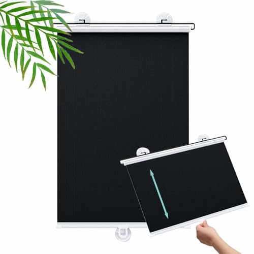 Tende A Rullo Con Ventosa, Tende Avvolgibile Oscuranti, Larghezza 40-80cm, Altezza 60-200cm, Parasole Retrattile Senza Foratura, Tende A Rullo Temporanee Privacy Per La Casa,Black-40x80cm/16x31in