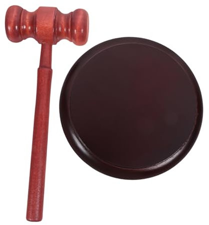 Uonlytech 1 Juego Juego de base de martillo de juez de juicio apoyo de de juez acolchado abogados martillo de la corte jueces de madera Coffee