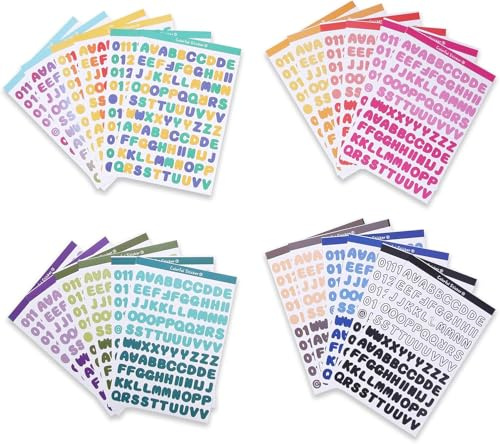 joonnair 24 Fogli Adesivi Lettere Alfabeto Colorati, Lettere Adesive in Vinile, Adesivi con Lettere e Numeri, per Casella di Posta, Logo, DIY Decoro Artigianato Scrapbooking