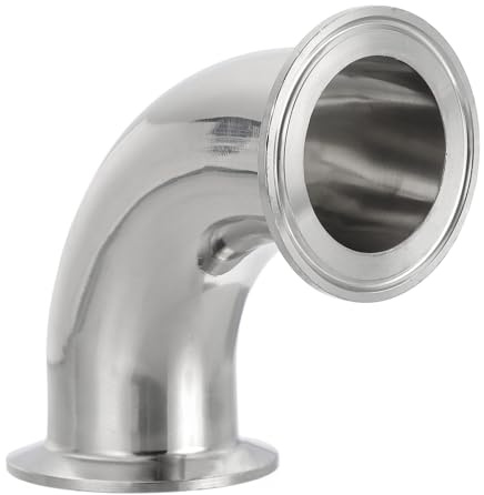 PATIKIL 90 Degree Elbow 1 3/4 (45mm) Tube OD, 304 Stainless Steel Sanitary Pipe Fittings 2 Tri Sanitary Clamps 64mm Ferrule Flange OD for Dairy Beverage Plumbing Systems