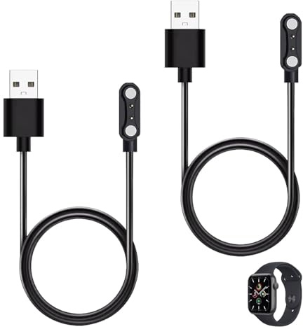 2Pcs Chargeur Montre Connectée avec 4mm 2Pins, USB Smartwatch Chargeur Magnétique Universel Charge Rapide Sécurisée pour Ticwatch GTX/CXB01/Fitness, YAMAY SW022, AGPTEK LW11, Haylou Solar LS05