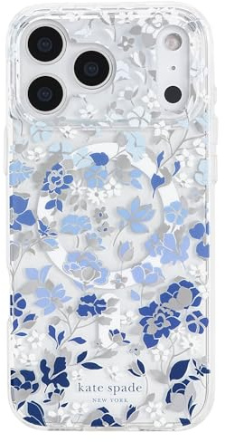 Kate Spade New York iPhone 17 Pro Max Case - Compatible with MagSafe - Designer Phone Case - Flowerbed Blue Gems