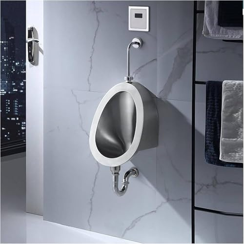 CCKUYT Urinarios, Urinario con Cisterna para Hombres, Inodoro de Acero Inoxidable de Pared, Urinario Comercial para Adultos, Urinario Vertical con Sensor