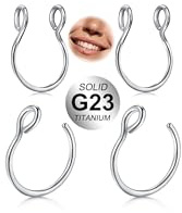 AVYRING 20G Titan Dünn Fake Nasenpiercing für Damen Herren (Silber/Gold) Faux Clip-On Nostril Hoop, Septum, Lippenpiercing, Nasenring Schmuck 8mm