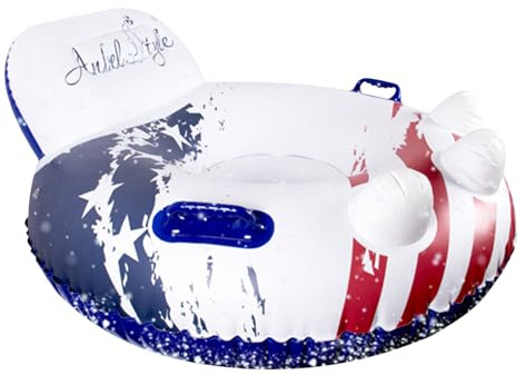 Tubo de bandera a rayas – Trineo inflable de invierno | Paseo engrosado para trabajo pesado, niños al aire libre, adultos, diversión para trineos, esquí, tubing, colinas, patio trasero, tiempo de jueg