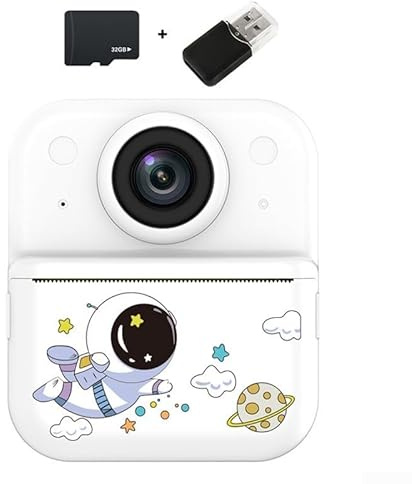 Appareil photo instantané à impression couleur pour enfants, double objectif avant et arrière, vidéo 1080p, zoom 16x, affichage sans danger pour les yeux, cadeau de photographie pour enfants (blanc 2