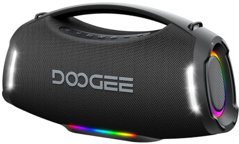 DOOGEEEco Portable Wireless Speaker, 250W Peak/220W RMS Loud Boombox Speaker, Deep Party Speaker, 20H Playtime, IPX5 Waterproof, RGB Lights, TWS Pairing, USB/TF/AUX