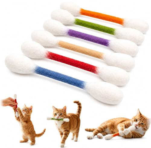 UWJOWP 6 Giocattoli per Gatti Bastoncini Giganti, Misti Colori, con Erba Gatta, Giocattolo Interattivo in Feltro, da Mordere e Giocare, Resistente e Durevole