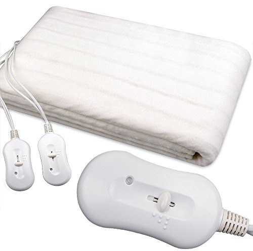MODEZVOUS - Surmatelas Chauffant Electrique Double Telecommande 60 Watts 160cm Blanc