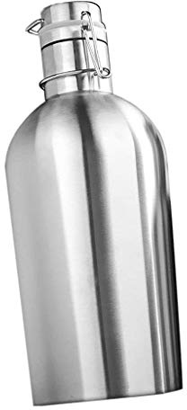 Tubayia 1pc Bouteille en Simple Parois en acier inoxydable pour la maison Bar extérieur, Acier inoxydable, argenté, 2L