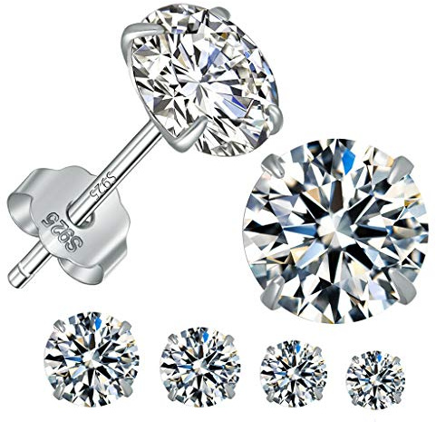 HUABOLA CALYN Silber Ohrstecker für Frauen, 925 Sterling Silber Ohrstecker Set, Hypoallergen Kleine Schlafknorpel Studs, AAAAA Clean Cubic Zirkonia Ohrstecker