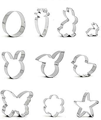 Treer Cutters Cookie for Kids DIY Biscuits Mold Set Stainless Steel Decoration Baking Cake Sugar Craft Pastry Easy to Use Rabbit Animal Shape for Easter (7pcs,Stainless steel)