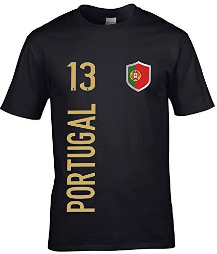 FanShirts4u Herren Fanshirt Jersey Trikot Portugal T-Shirt inkl. Druck Wunschname u. Wunschnummer EM WM (XL, Portugal/schwarz)