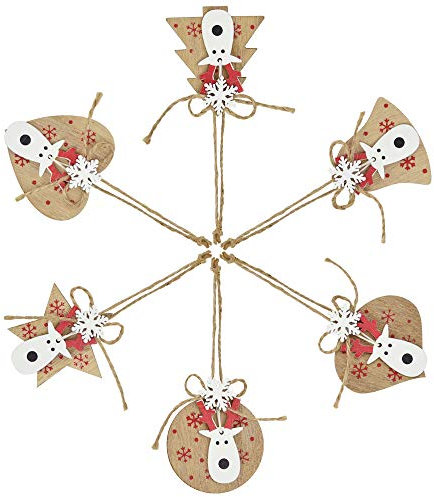 KLYNGTSK 6 Stück Holz Weihnachten Anhänger Weihnachtsbaumschmuck Holz Elch Anhäger Christbaumschmuck Holz Weihnachtsanhänger Tannenbaumschmuck Weihnachten Holzanhänger Dekohänger für Weihnachtsdeko