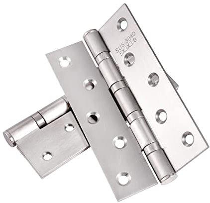 Qrity 4 Pieces Home Door Hinges 5 125mm Ball Bearing Hinges for External & Internal Doors, Stainless Steel, 3mm Thickness, Silver